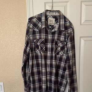 American Eagle Outfitters Men's Plaid Shirt - Blue and Brown XL